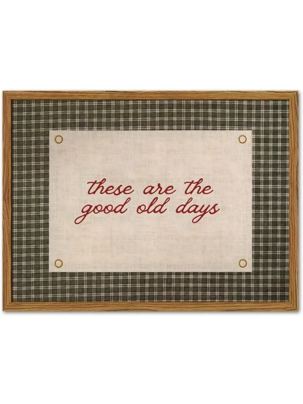 Vintage Inspirational Wall Art - Retro Green Gingham Quote Decor 12x16